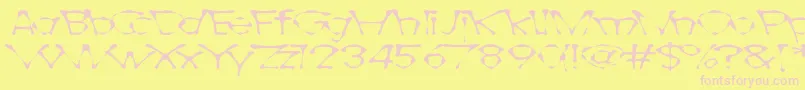 Awlscraw-Schriftart – Rosa Schriften auf gelbem Hintergrund