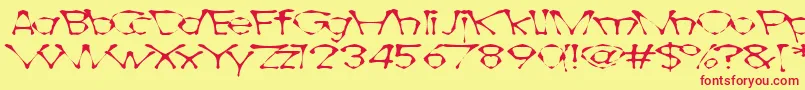 フォントAwlscraw – 赤い文字の黄色い背景