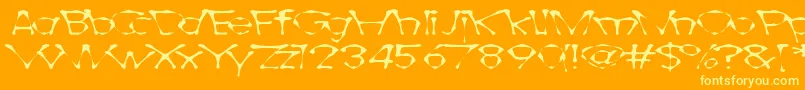 Awlscraw-Schriftart – Gelbe Schriften auf orangefarbenem Hintergrund
