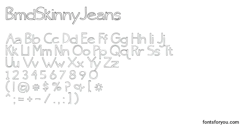 Шрифт BmdSkinnyJeans – алфавит, цифры, специальные символы