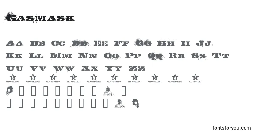 Schriftart Gasmask – Alphabet, Zahlen, spezielle Symbole
