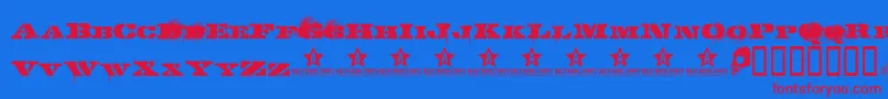 Gasmask Font – Red Fonts on Blue Background