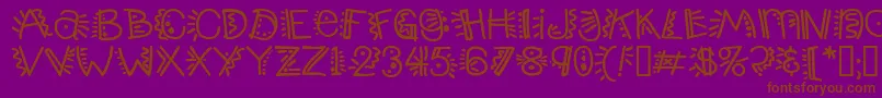 Popticsthree-Schriftart – Braune Schriften auf violettem Hintergrund