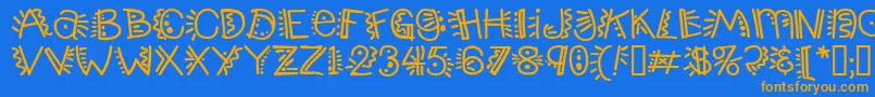 Popticsthree Font – Orange Fonts on Blue Background