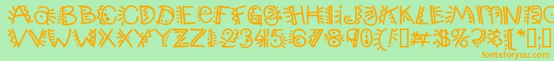 Popticsthree Font – Orange Fonts on Green Background