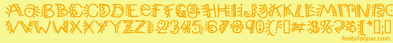 フォントPopticsthree – オレンジの文字が黄色の背景にあります。