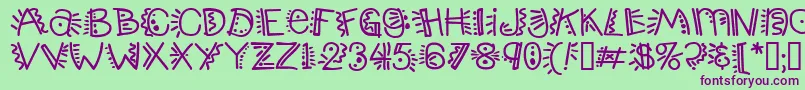 Popticsthree-fontti – violetit fontit vihreällä taustalla