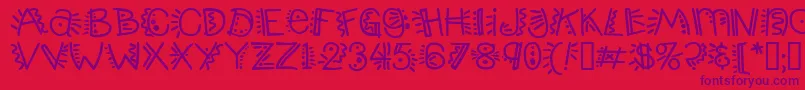Popticsthree-Schriftart – Violette Schriften auf rotem Hintergrund