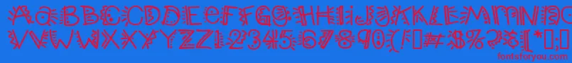 Popticsthree Font – Red Fonts on Blue Background