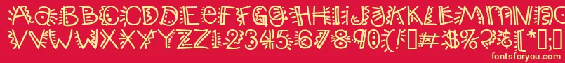 Popticsthree-fontti – keltaiset fontit punaisella taustalla