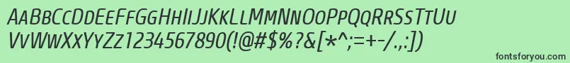 CoreSansMSc47CnRegularItalic Font – Black Fonts on Green Background