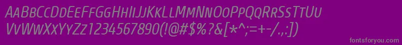 Шрифт CoreSansMSc47CnRegularItalic – серые шрифты на фиолетовом фоне