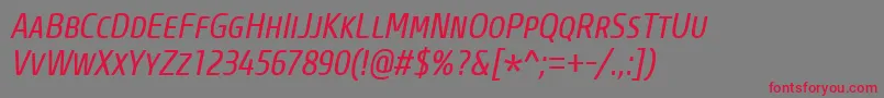 CoreSansMSc47CnRegularItalic Font – Red Fonts on Gray Background