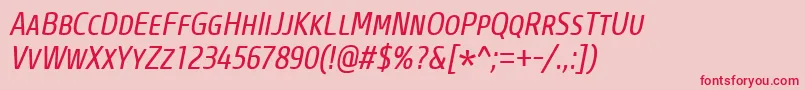 CoreSansMSc47CnRegularItalic Font – Red Fonts on Pink Background