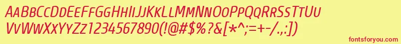 CoreSansMSc47CnRegularItalic Font – Red Fonts on Yellow Background