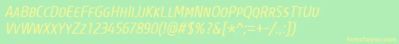 Шрифт CoreSansMSc47CnRegularItalic – жёлтые шрифты на зелёном фоне