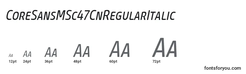 Größen der Schriftart CoreSansMSc47CnRegularItalic