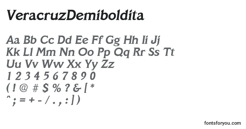 A fonte VeracruzDemiboldita – alfabeto, números, caracteres especiais