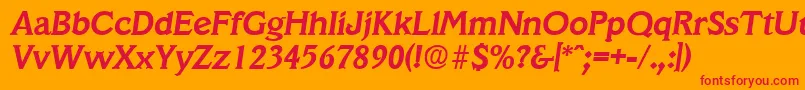 VeracruzDemiboldita-Schriftart – Rote Schriften auf orangefarbenem Hintergrund