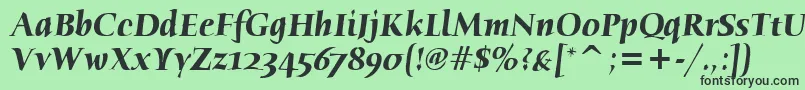 HumanaSerifItcTtBolditalic-fontti – mustat fontit vihreällä taustalla