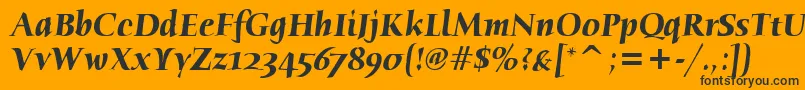 HumanaSerifItcTtBolditalic-Schriftart – Schwarze Schriften auf orangefarbenem Hintergrund
