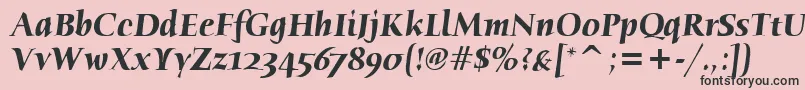 Шрифт HumanaSerifItcTtBolditalic – чёрные шрифты на розовом фоне