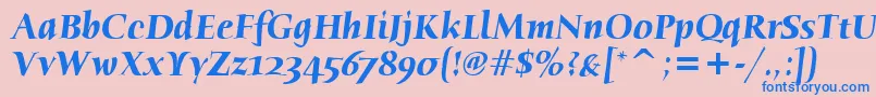フォントHumanaSerifItcTtBolditalic – ピンクの背景に青い文字