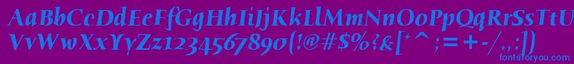 HumanaSerifItcTtBolditalic-fontti – siniset fontit violetilla taustalla