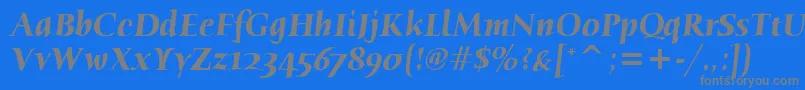 HumanaSerifItcTtBolditalic-Schriftart – Graue Schriften auf blauem Hintergrund