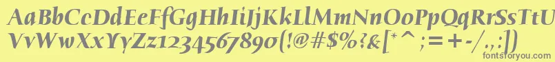 Шрифт HumanaSerifItcTtBolditalic – серые шрифты на жёлтом фоне