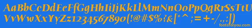 HumanaSerifItcTtBolditalic Font – Orange Fonts on Blue Background