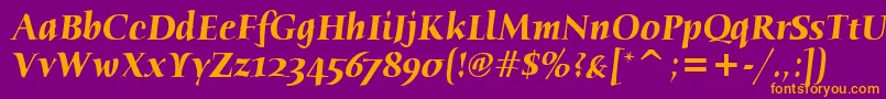 HumanaSerifItcTtBolditalic Font – Orange Fonts on Purple Background