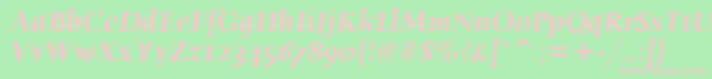 HumanaSerifItcTtBolditalic-fontti – vaaleanpunaiset fontit vihreällä taustalla