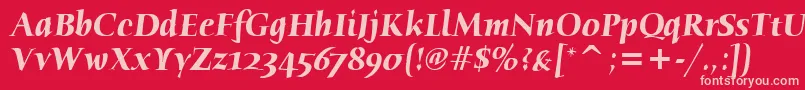 HumanaSerifItcTtBolditalic-fontti – vaaleanpunaiset fontit punaisella taustalla
