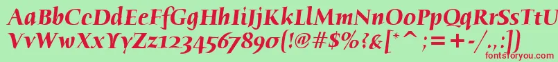 HumanaSerifItcTtBolditalic Font – Red Fonts on Green Background