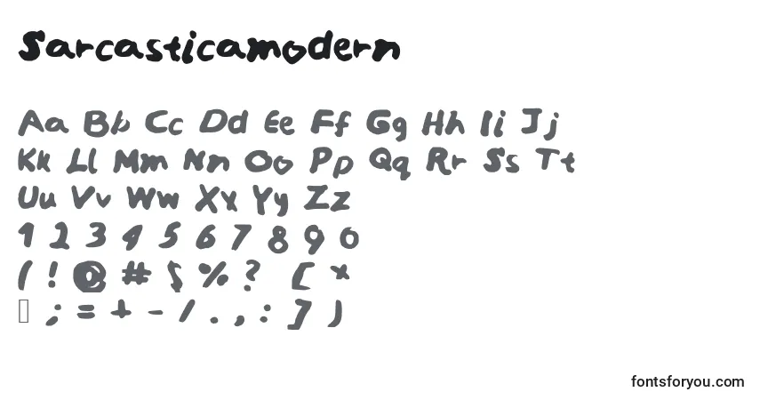 Sarcasticamodern-fontti – aakkoset, numerot, erikoismerkit