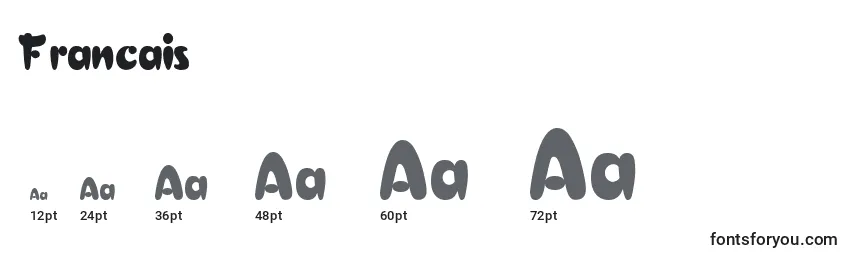 Größen der Schriftart Francais