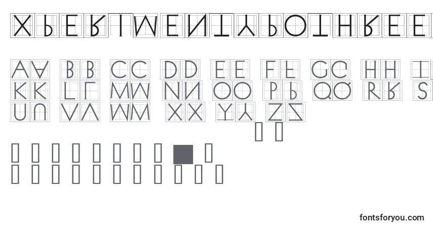 A fonte Xperimentypothreesquare – alfabeto, números, caracteres especiais