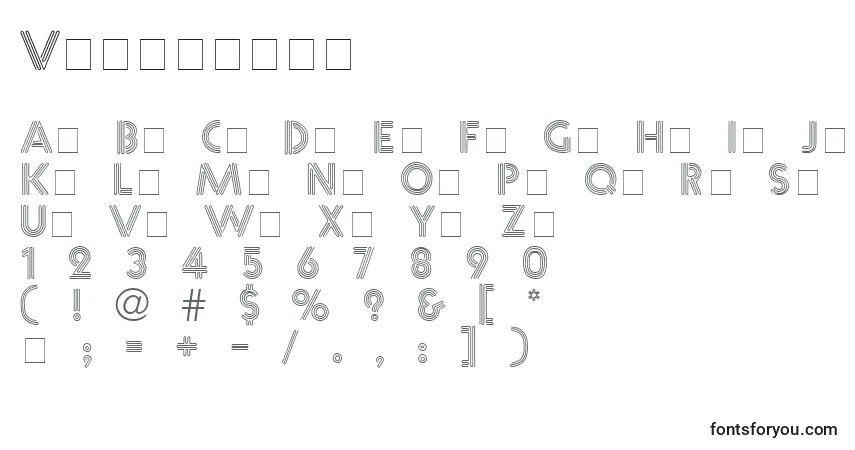 A fonte Vibrotext – alfabeto, números, caracteres especiais
