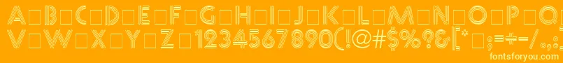 Vibrotext-Schriftart – Gelbe Schriften auf orangefarbenem Hintergrund