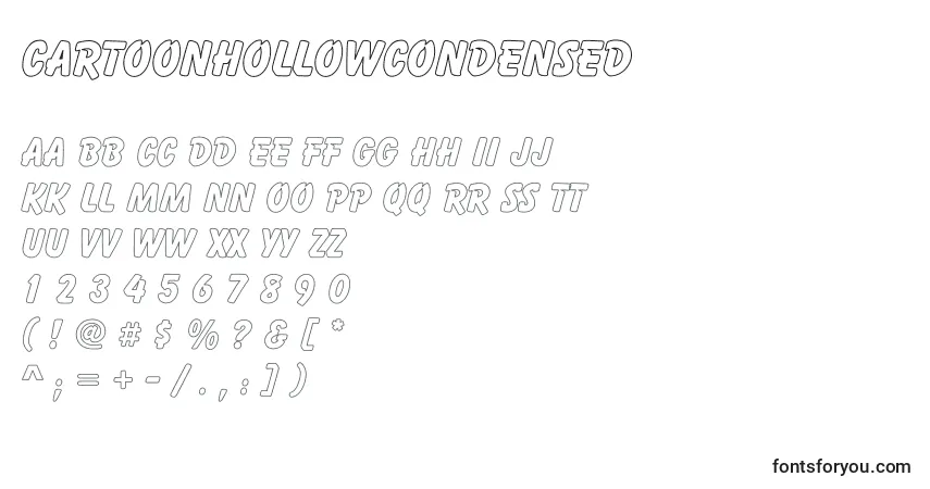 A fonte CartoonHollowCondensed – alfabeto, números, caracteres especiais