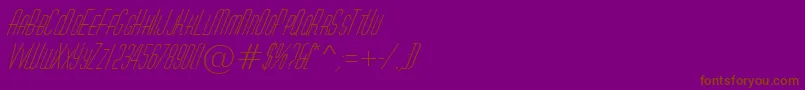 AHuxleycapsItalic-Schriftart – Braune Schriften auf violettem Hintergrund