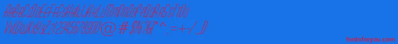 AHuxleycapsItalic Font – Red Fonts on Blue Background