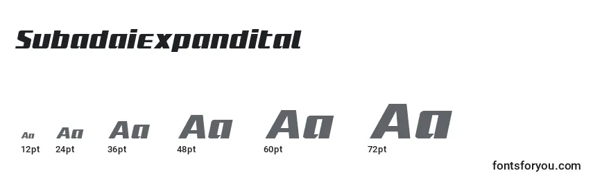 sizes of subadaiexpandital font, subadaiexpandital sizes