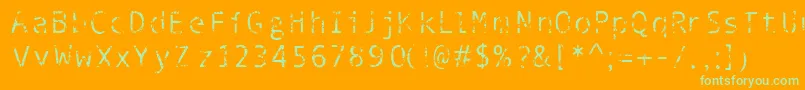 Fonte Phantomime – fontes verdes em um fundo laranja