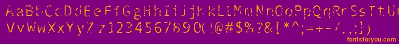 Phantomime-Schriftart – Orangefarbene Schriften auf violettem Hintergrund