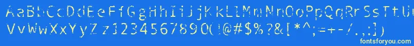 Phantomime-Schriftart – Gelbe Schriften auf blauem Hintergrund
