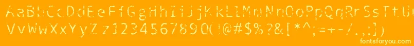 Phantomime-Schriftart – Gelbe Schriften auf orangefarbenem Hintergrund