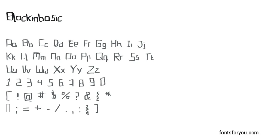 Czcionka Blockinbasic – alfabet, cyfry, specjalne znaki