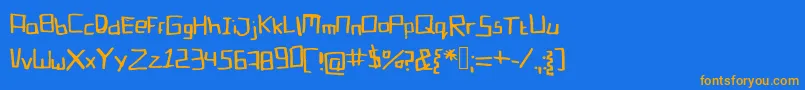 フォントBlockinbasic – オレンジ色の文字が青い背景にあります。